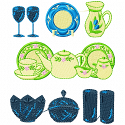 Teapots Embroidery Design 3 Teapots Embroidery Design 3